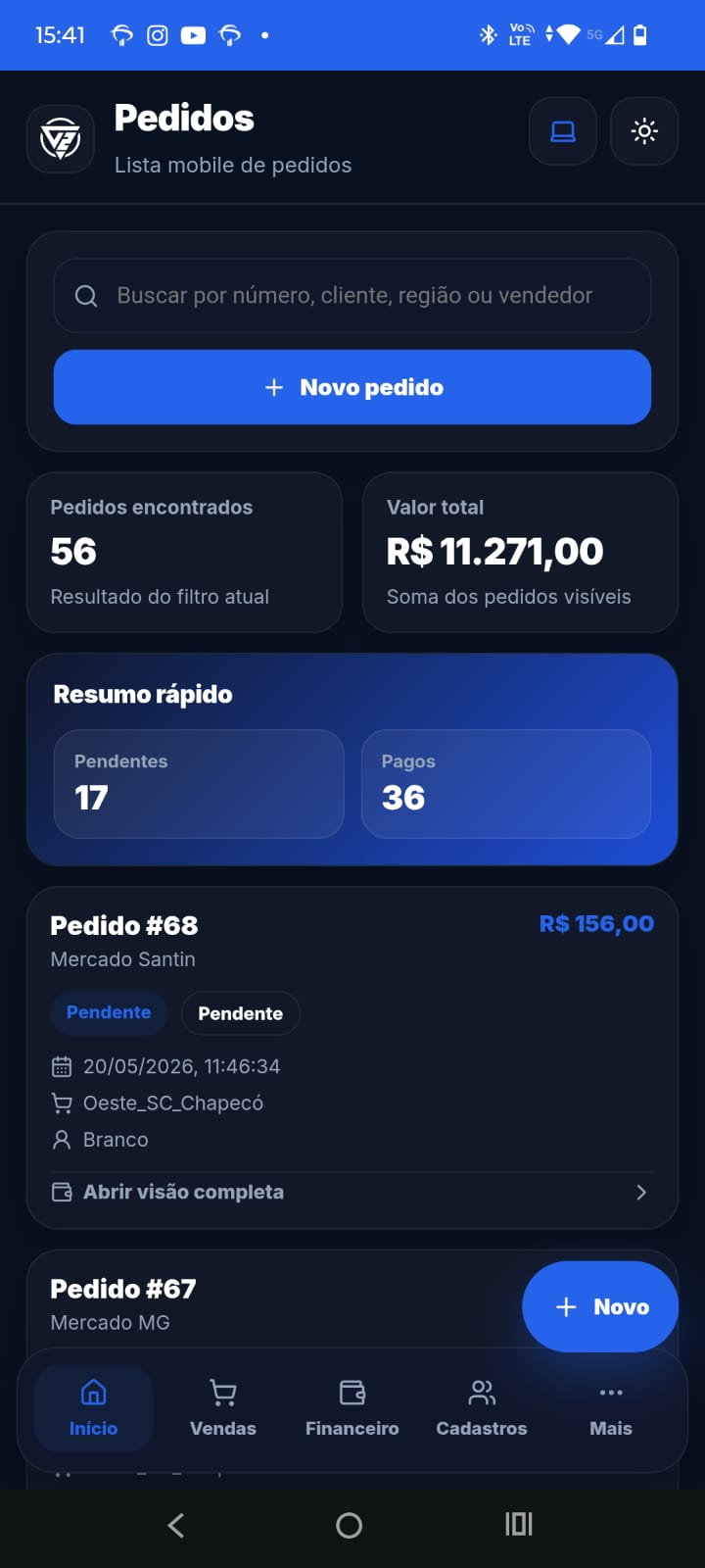 App Mobile — Pedidos
