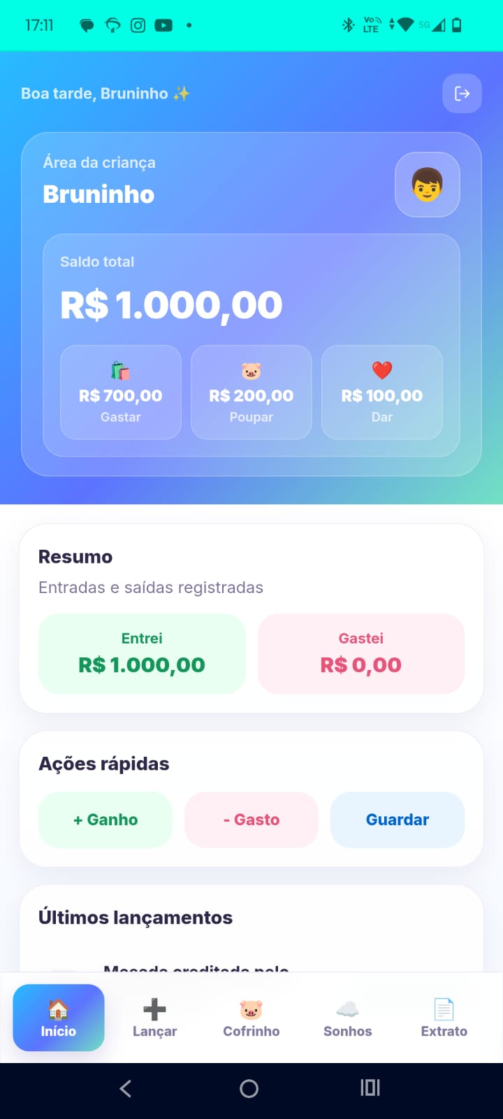 Dashboard criança