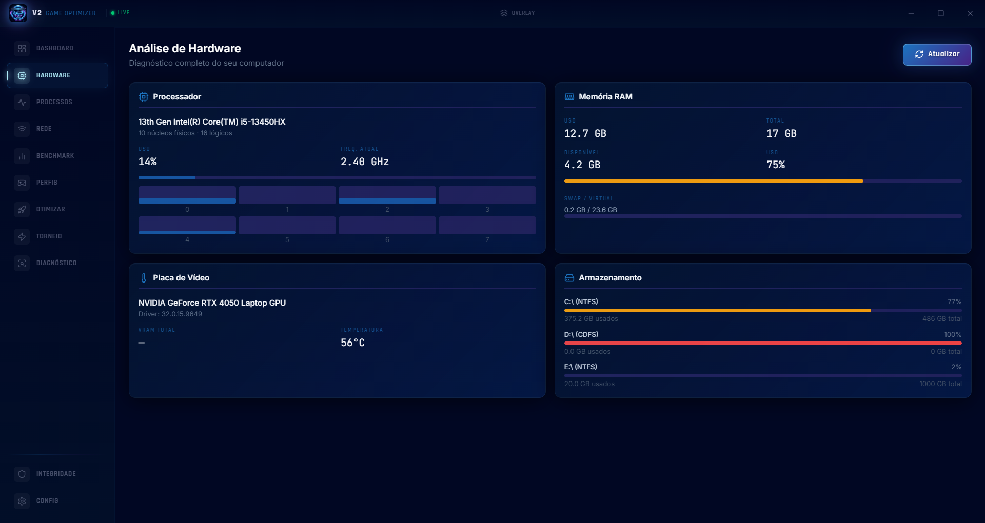 V2 Game Optimizer — Hardware