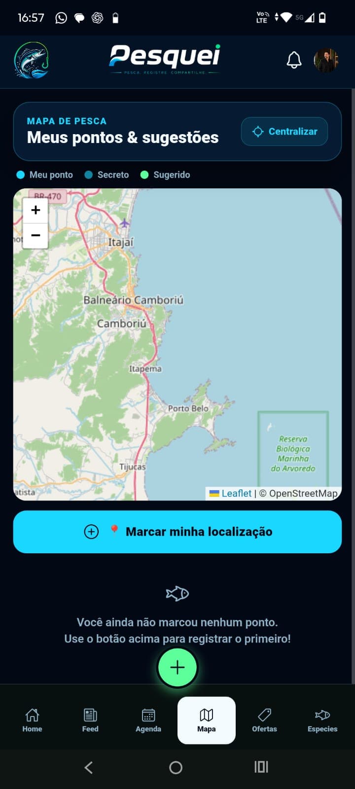 Mapa de pontos do Pesquei