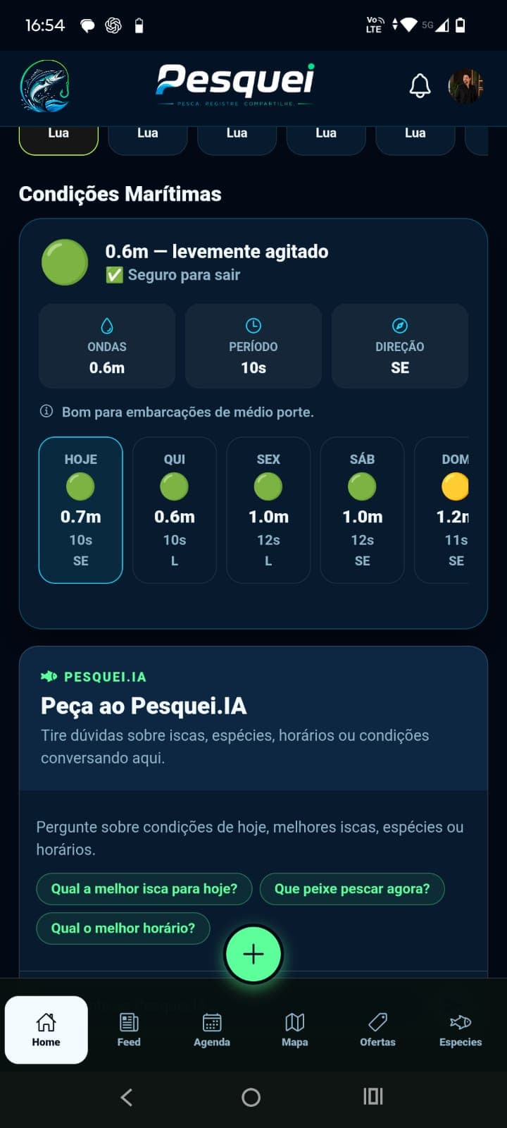 Condições marítimas e acesso à Pesquei.IA