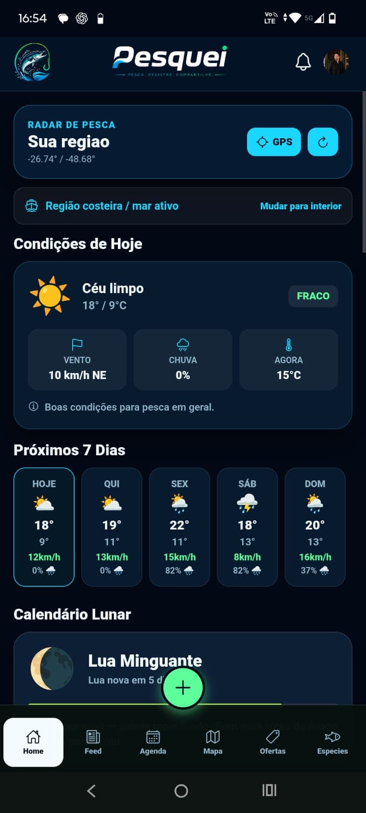 Radar de pesca do Pesquei