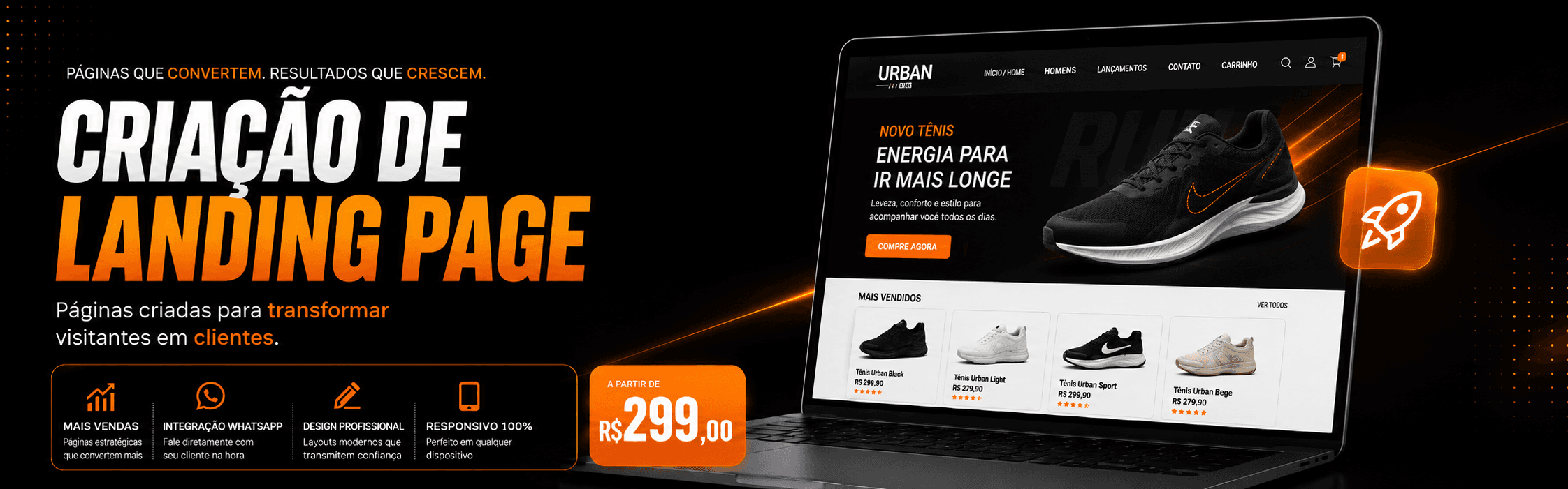 Criação de Landing Page — páginas que convertem, a partir de R$299