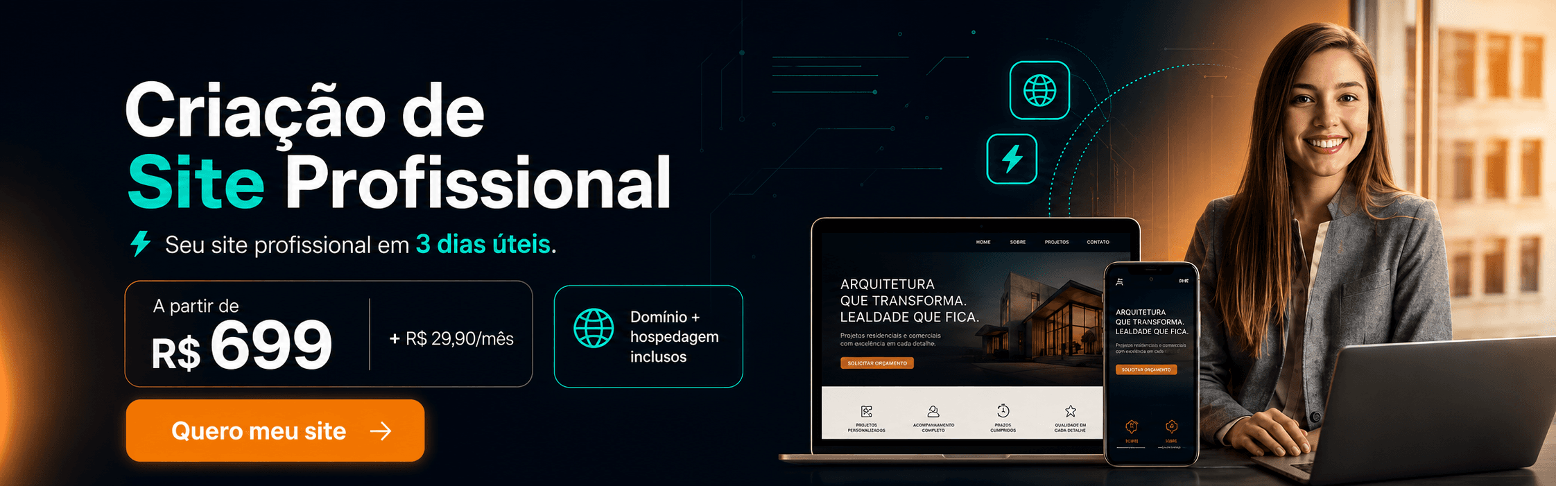 Criação de Site Profissional — seu site em 3 dias úteis